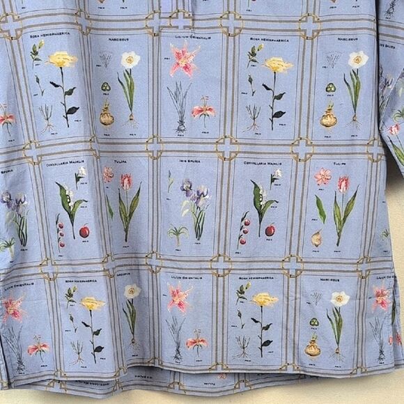 Holly Shae Designs Blue Botanical Standing Collar Tunic Blouse NWT - Picture 9 of 13